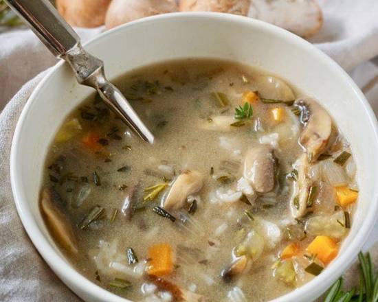 Order Rice & Mushroom Soup (32 oz) food online from Soup Kettle Grill store, Meridian on bringmethat.com