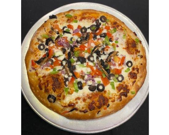 Order 10" Veggie Pizza food online from The Quarter Bar & Grill store, Addison on bringmethat.com