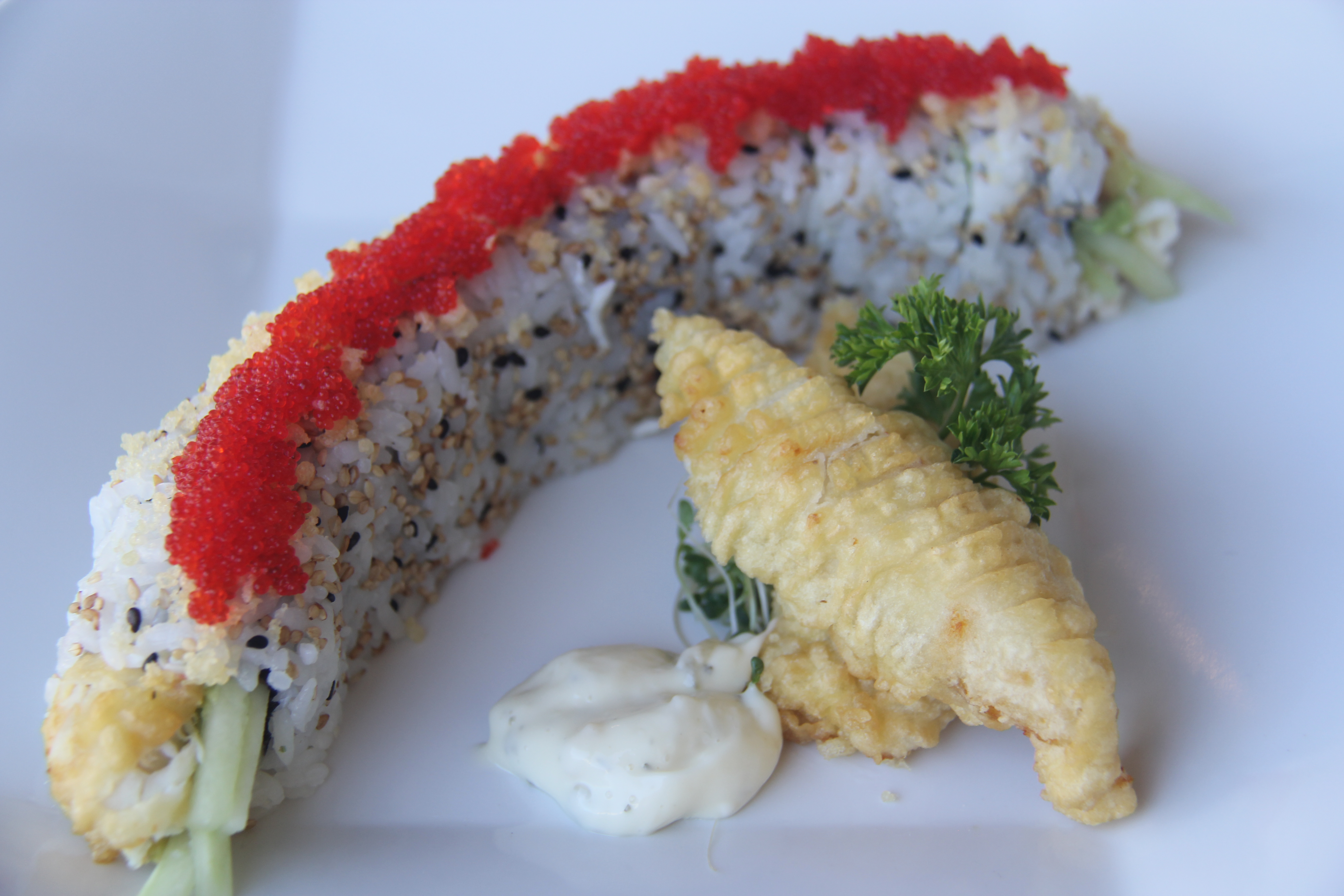 Order White Fish Tempura Roll food online from Blosom Bento store, Los Angeles on bringmethat.com
