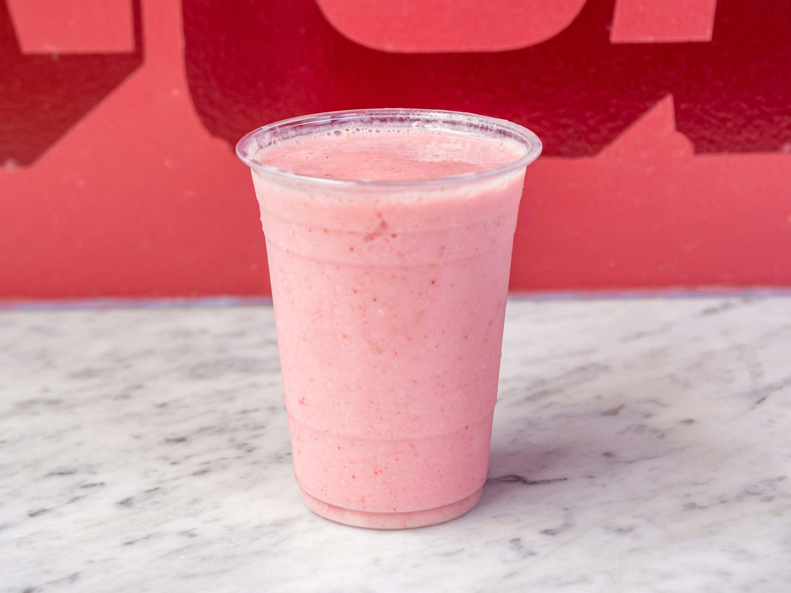 Order S2. Strawberry and Banana with Almond Milk Smoothie food online from Cusp, Crepe And Espresso Bar store, Kings on bringmethat.com