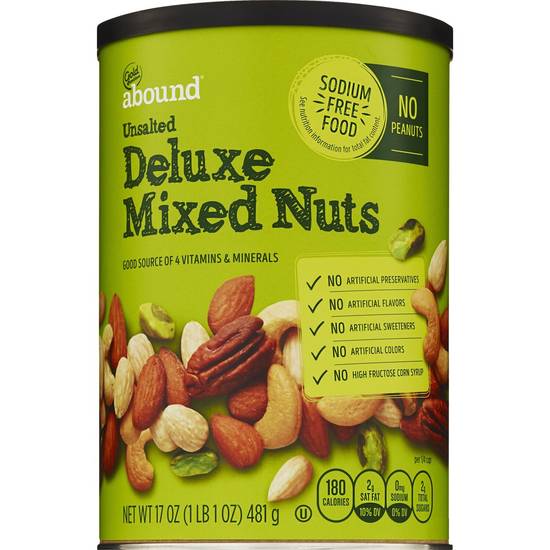 Order Gold Emblem Abound Unsalted Deluxe Mixed Nuts, 17 OZ food online from Cvs store, WESTON on bringmethat.com