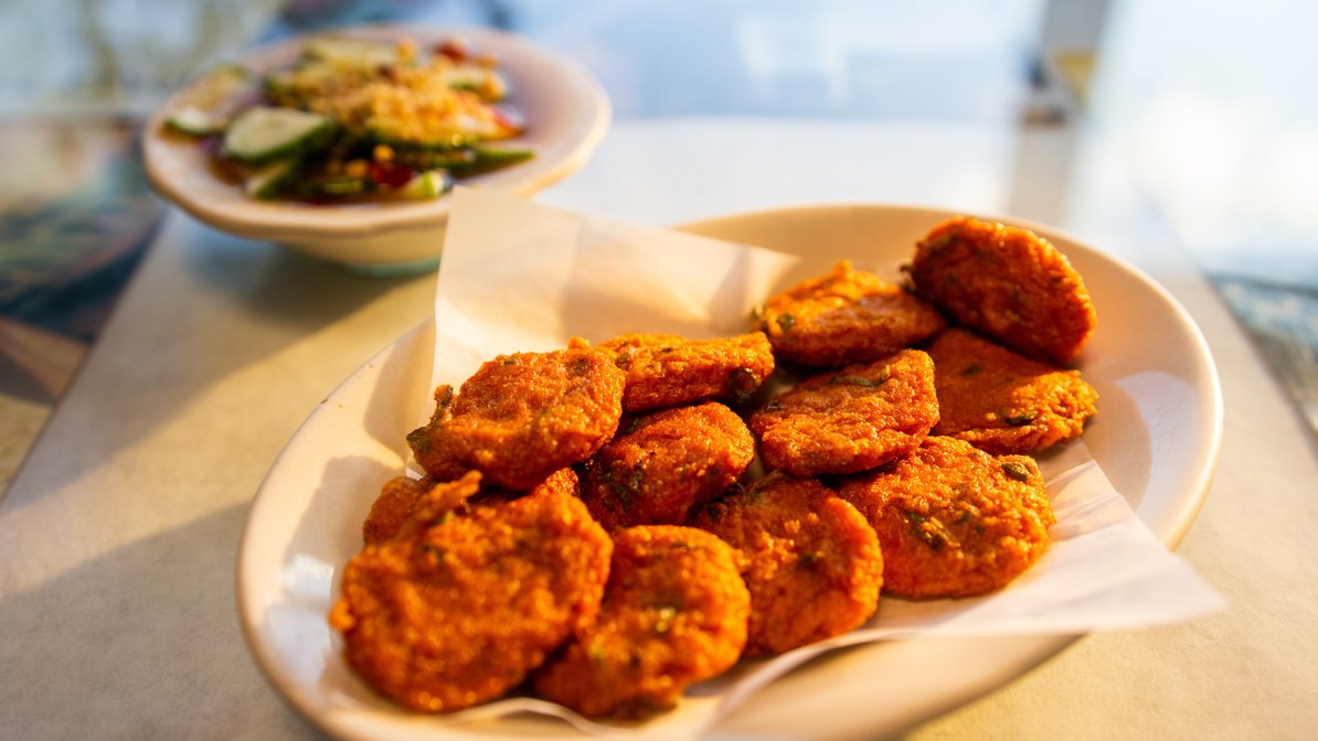 Order A7. Curried Fish Cakes food online from P.S. Bangkok store, Chicago on bringmethat.com