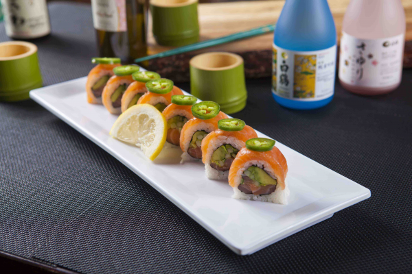 Order F16. Crazy Salmon Roll food online from Joy Sushi store, Whittier on bringmethat.com