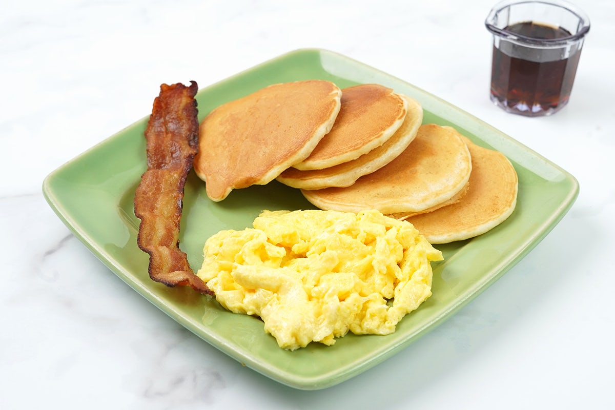 Order Mini Pancakes & Egg food online from Polly's Pies Restaurant & Bakery store, Norco on bringmethat.com