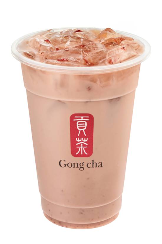 Order Strawberry Milk Tea (草莓奶茶) food online from Gong Cha & Fuji Teriyaki store, Silver Spring on bringmethat.com