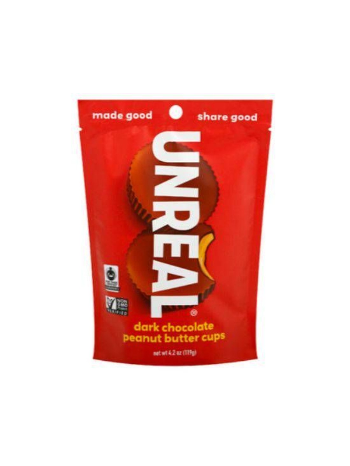 Order Unreal Dark Chocolate Peanut Butter Cups (4.2 oz) food online from Stock-Up Mart store, Los Angeles on bringmethat.com