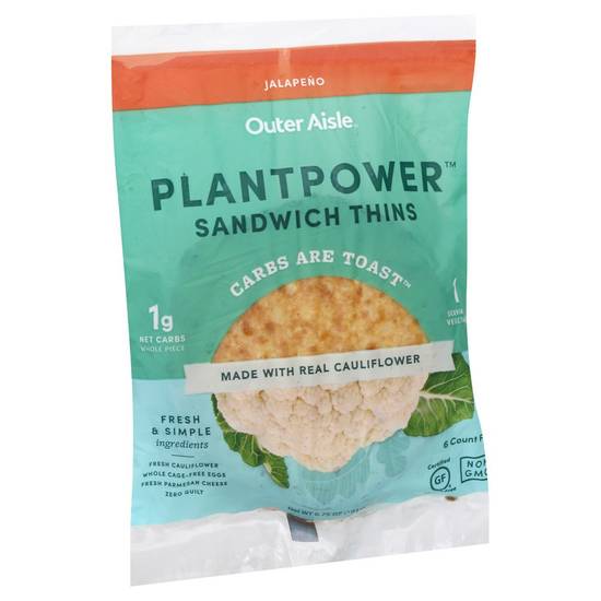 Order Outer Aisle · Plant Power Jalapeno Cauliflower Sandwich Thins (6.8 oz) food online from United Supermarkets store, Plainview on bringmethat.com