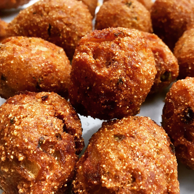 Order Jalapeno Hush Puppies food online from Press Box Grill store, Dallas on bringmethat.com