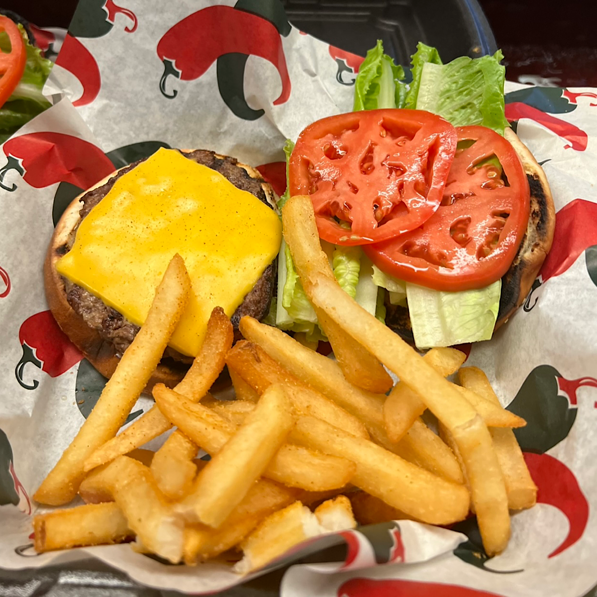Order Cheeseburger + Crispy Fries food online from La Gondola  store, Chicago on bringmethat.com