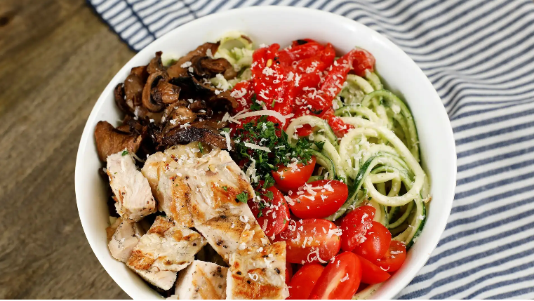 Order Pesto Zoodle Salad food online from Holy Cluck store, San Francisco on bringmethat.com