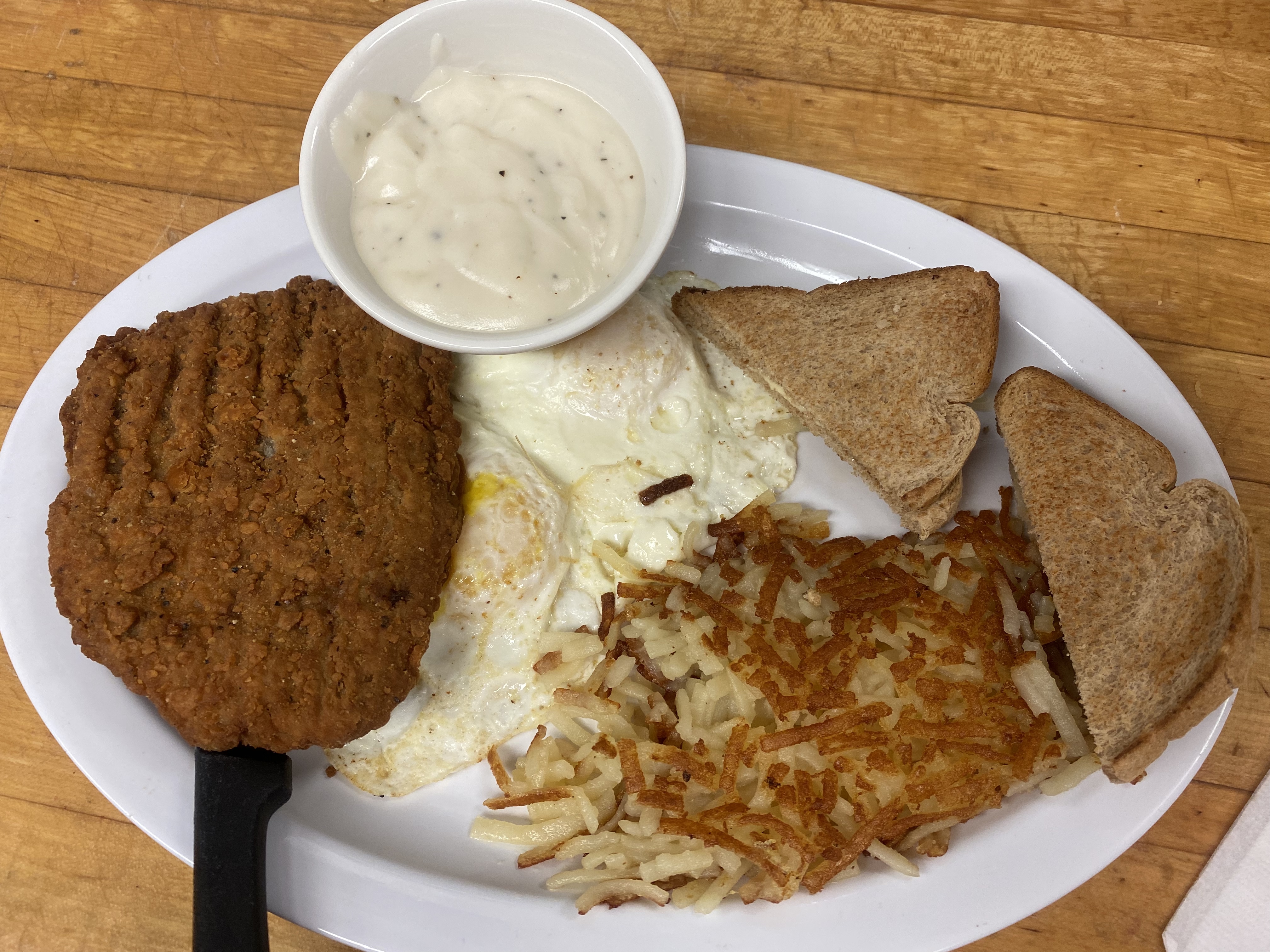 Order 6. Fried Steak Breakfast Combo food online from Papermill Place Restaurant store, Winchester on bringmethat.com