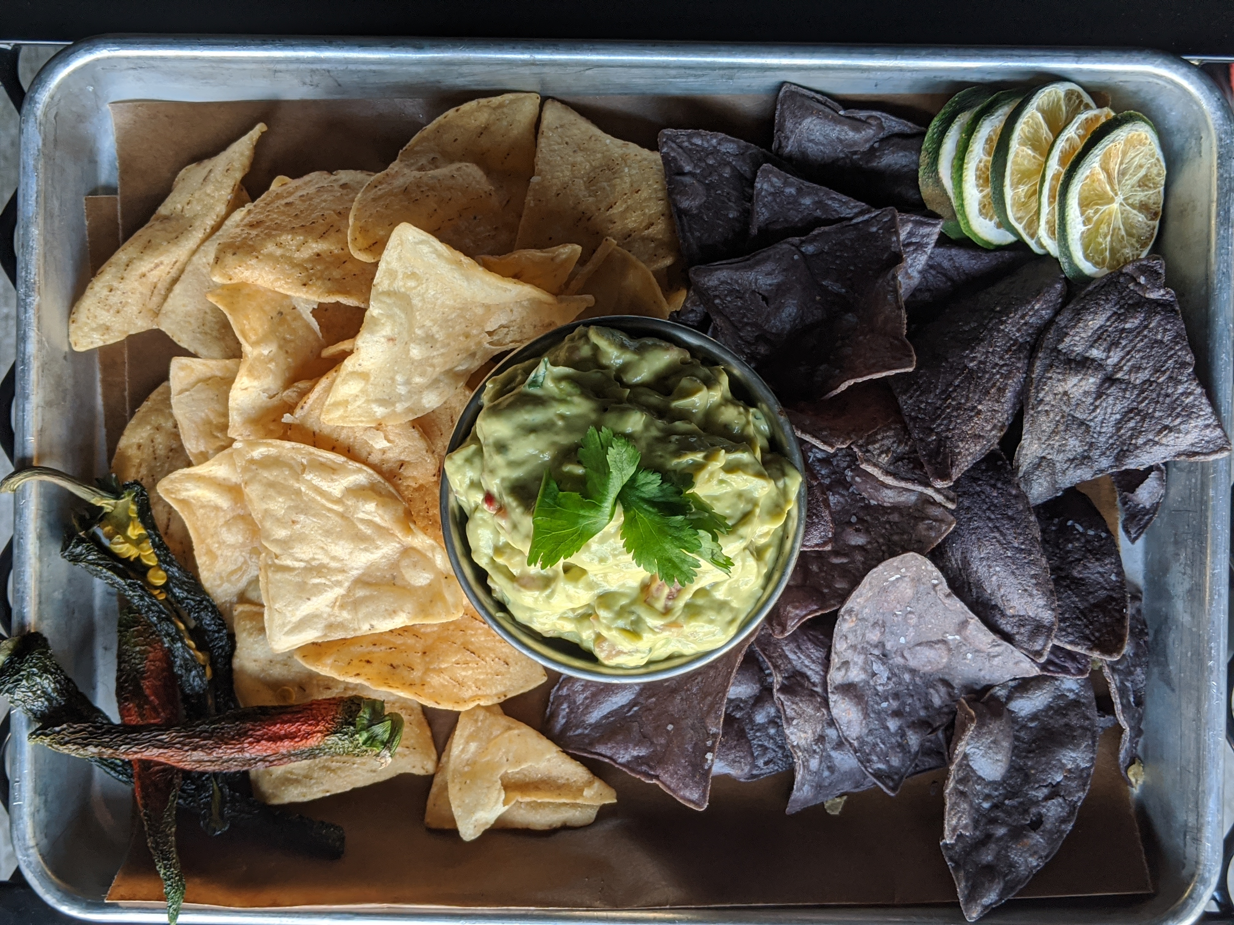 Order Guacamole  and Salsa with Corn Tortilla Chips food online from Old Fields Barbecue Huntington store, Huntington on bringmethat.com