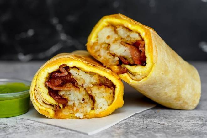 Order Bacon, Egg & Cheddar Breakfast Burrito food online from Breakfast In Bed store, Concord on bringmethat.com