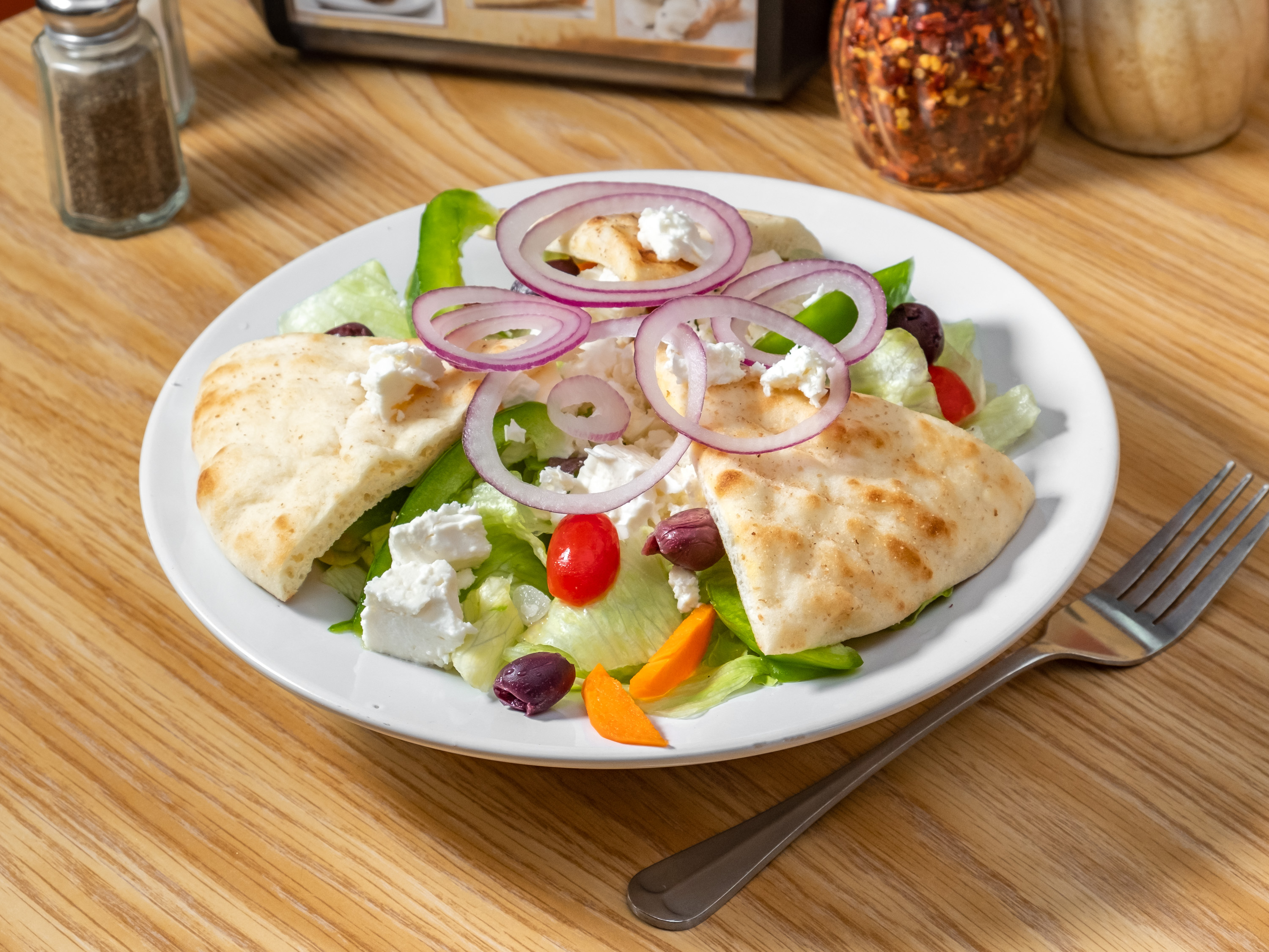Order Greek Salad  food online from 3 Brothers Pizza & Restaurant store, North Wildwood on bringmethat.com