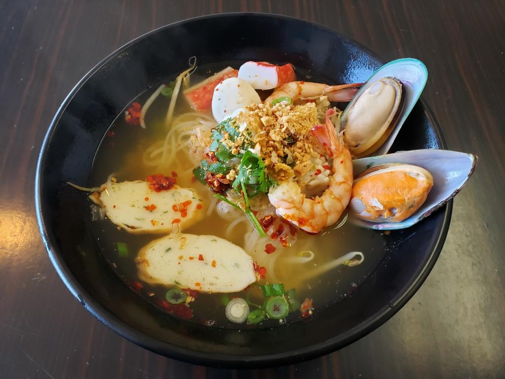 Order Tom Yum Seafood Noodle Soup food online from Thai Noodle King store, Bellflower on bringmethat.com
