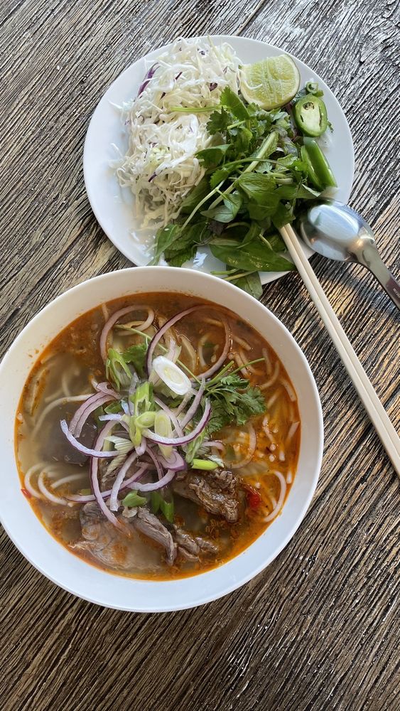 Order CLASSIC SPICY BEEF NOODLES SOUP - BÚN BÒ HUẾ  (GF) food online from Tay Ho Oakland store, Oakland on bringmethat.com