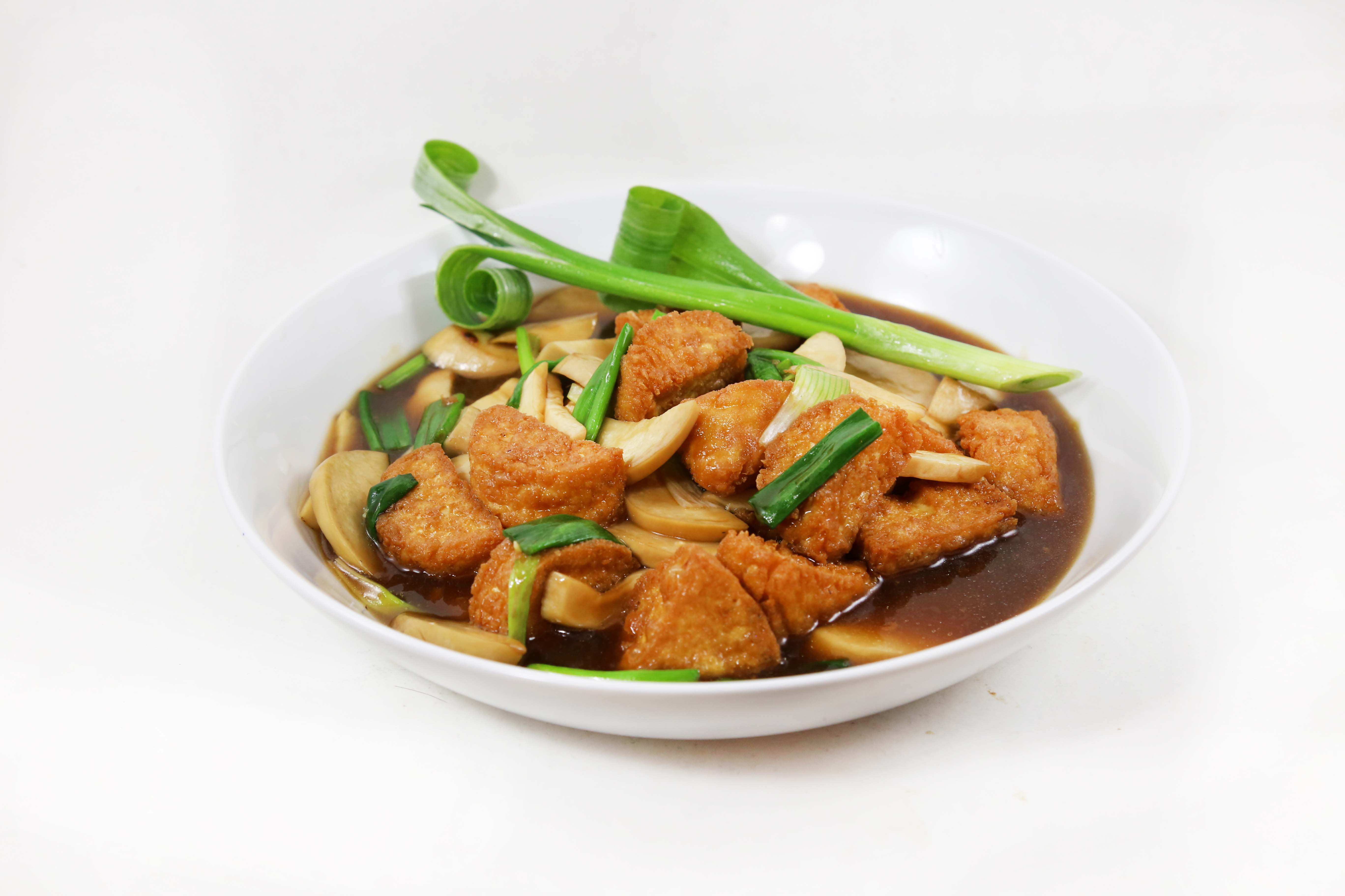 Order 75. Stir-fried Tofu with King Oyster Mushroom food online from Eto'o store, Chicago on bringmethat.com
