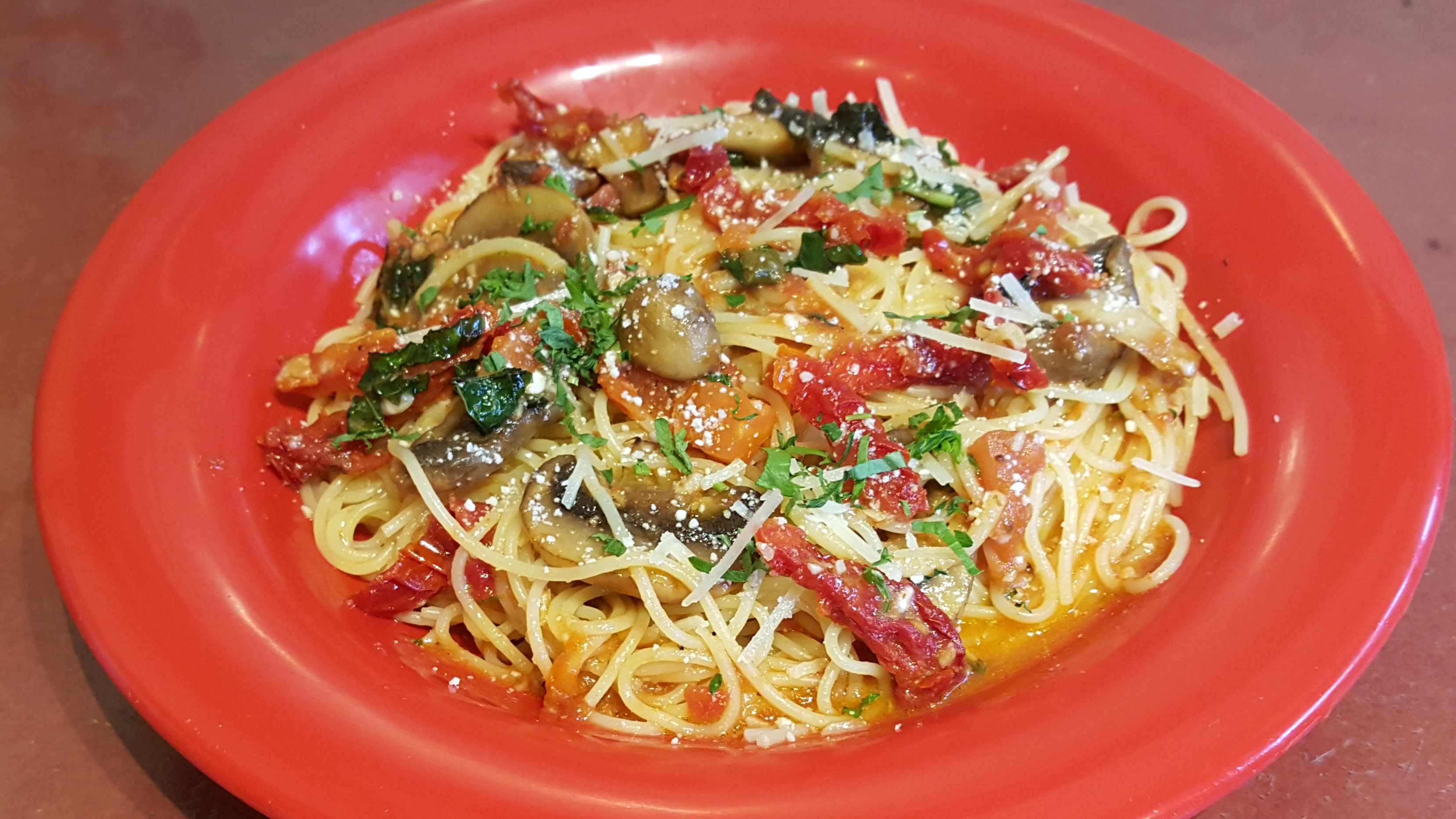 Order Capellini Sundried Tomatoes and Mushroom food online from Primo Pizza & Pasta store, Carlsbad on bringmethat.com