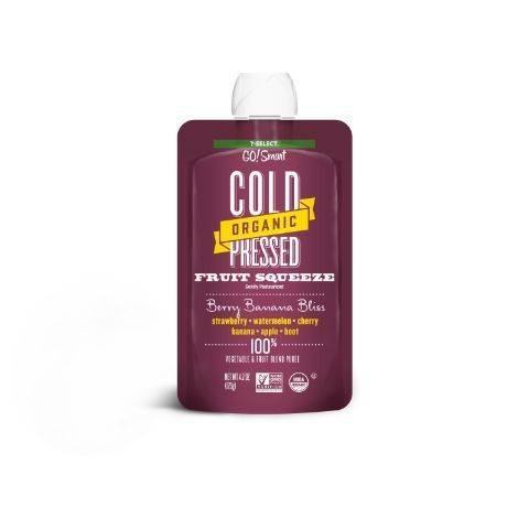Order 7-Select Go!Smart Cold Organic Pressed Fruit Squeeze Berry Banana Bliss 4.23oz food online from 7-Eleven store, Manchester on bringmethat.com