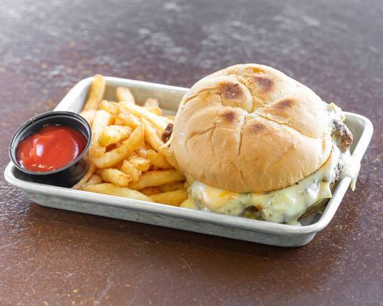 Order Queso Burger food online from Dead Fish Grill store, Belton on bringmethat.com