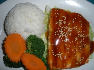 Order Salmon Teriyaki (8 oz.) food online from Awesome Thai store, Los Angeles on bringmethat.com