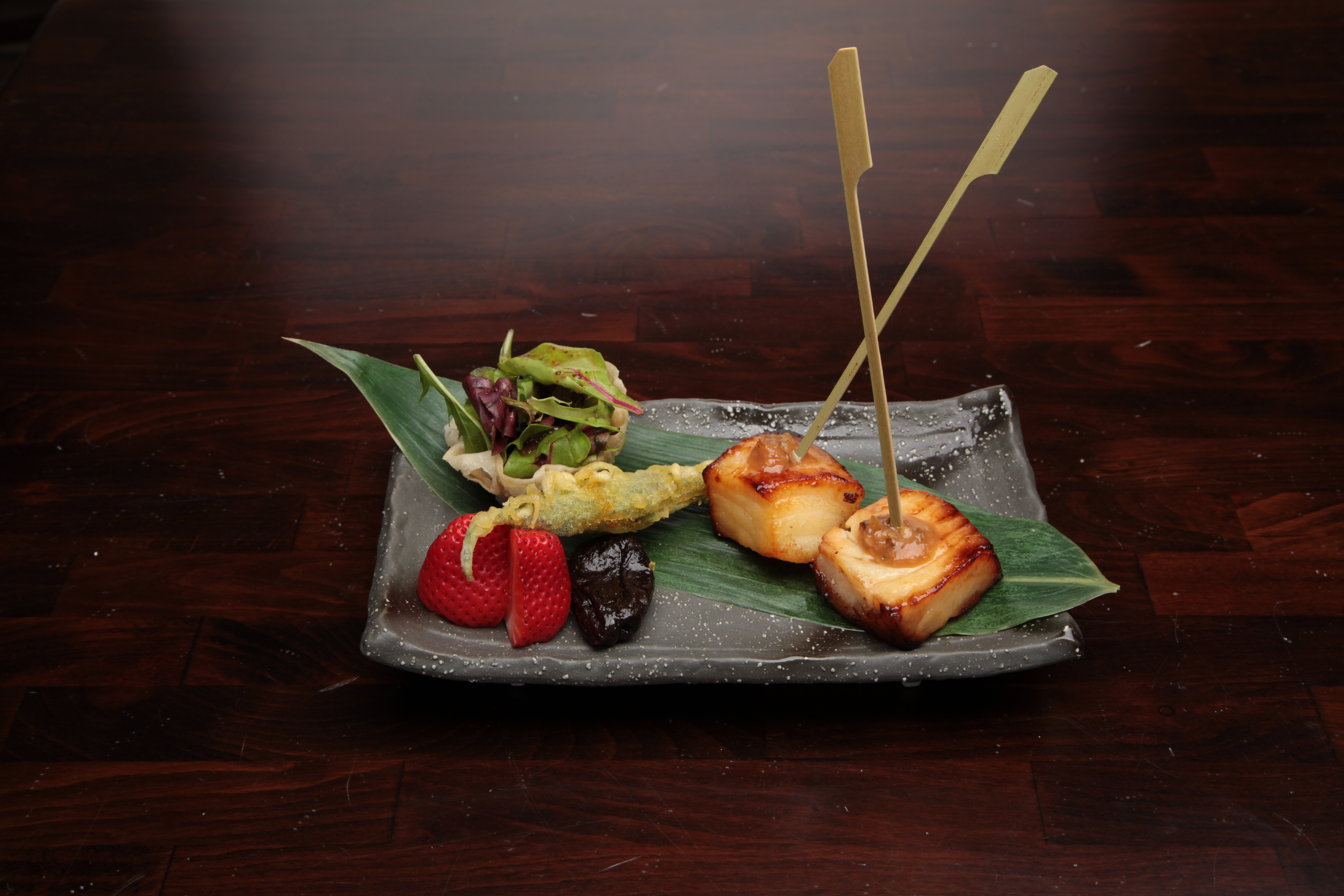 Order Grilled Seabass Skewer food online from Kanpai Japanese Sushi Bar &amp; Gril store, Santa Monica on bringmethat.com