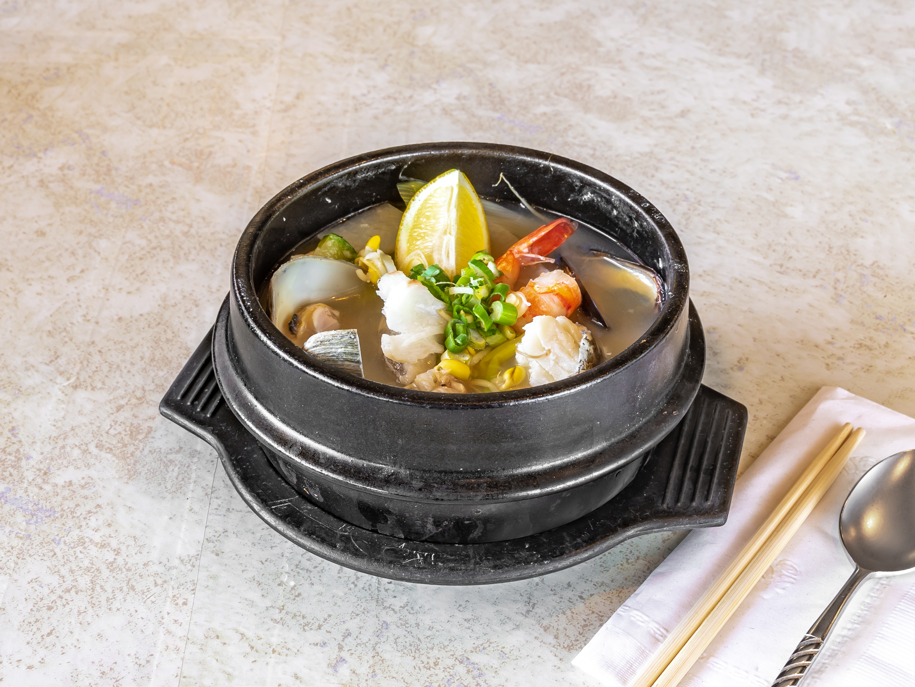 Order Non Spicy Cod Fish Stew 대구지리 food online from Go Ba Woo store, Tappan on bringmethat.com