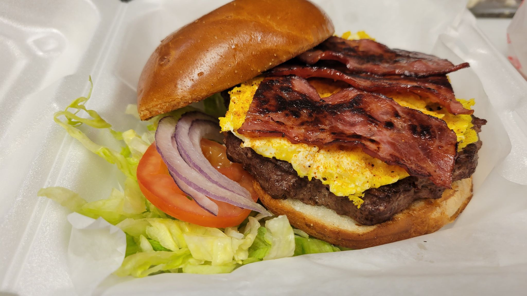 Order Bacon Eggs Burger  food online from Castello Pizza store, Columbus on bringmethat.com