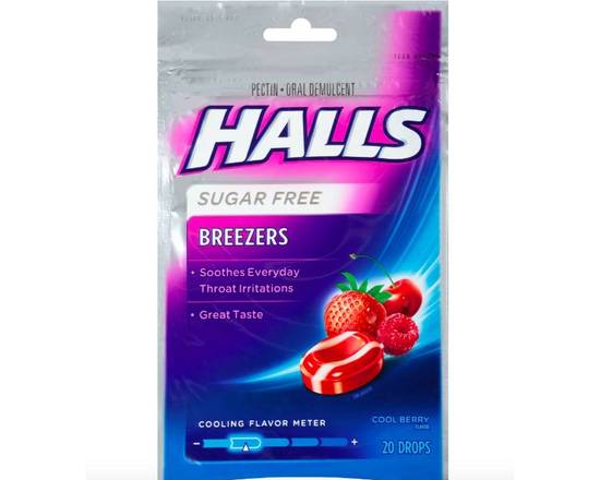 Order Halls Breezers Sugar Free Cool Berry Cough Drops 20 ct food online from McLean Ave Pharmacy store, Yonkers on bringmethat.com