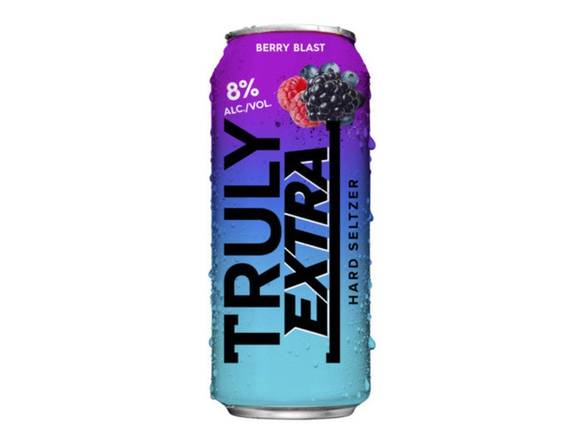Order TRULY EXTRA Hard Seltzer Berry Blast 8% ABV, Spiked & Sparkling Water - 4x 16oz Cans food online from Royals Liquor store, St. Peters on bringmethat.com