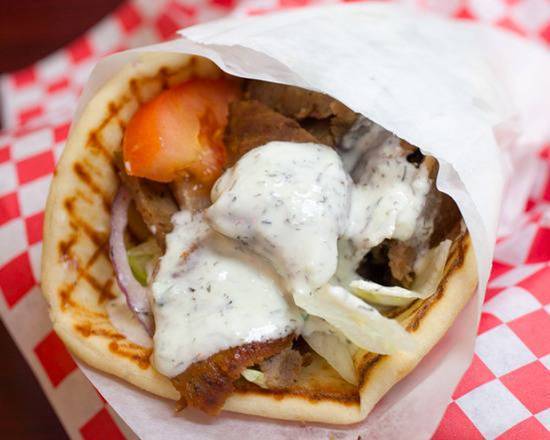 Order Lamb and Beef Gyro Wrap food online from Gyros Plus store, Everett on bringmethat.com