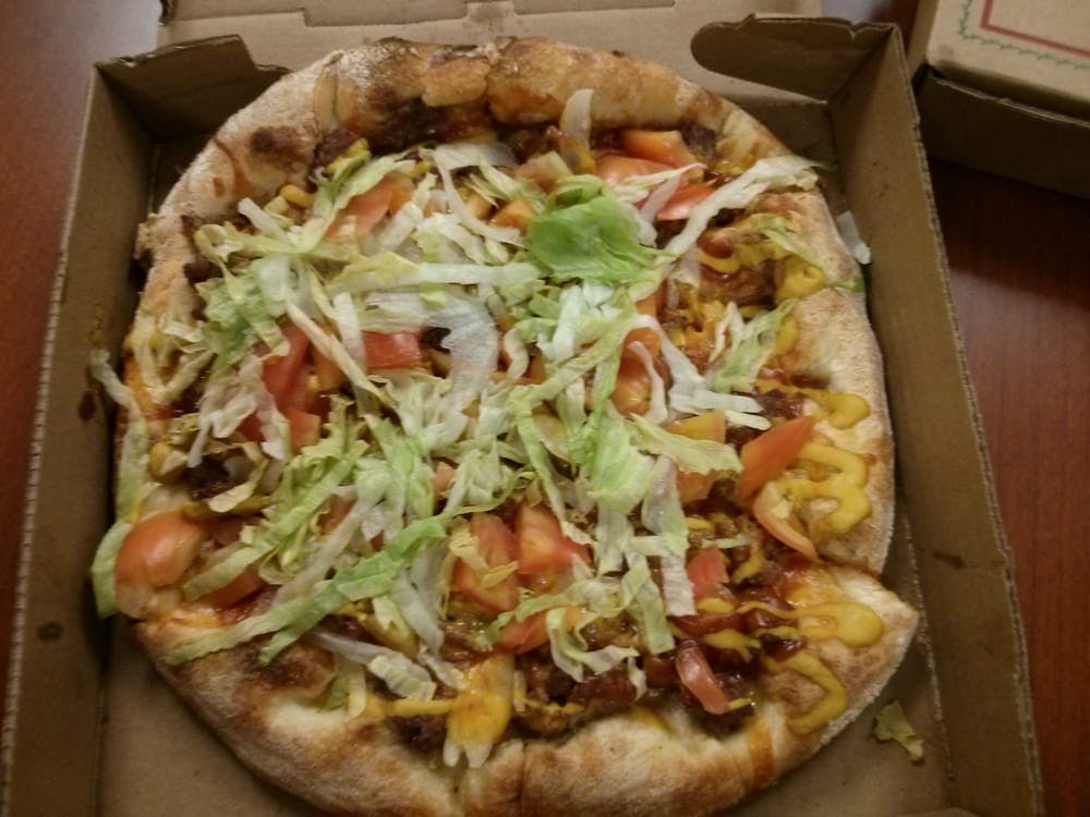 Order Cheeseburger Pizza - Personal 10" x 10" (6 Slices) food online from Capri Pizza store, Holyoke on bringmethat.com