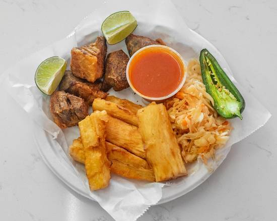 Order Chicharron con Yuca food online from Mi Tierra Deli store, Manassas on bringmethat.com