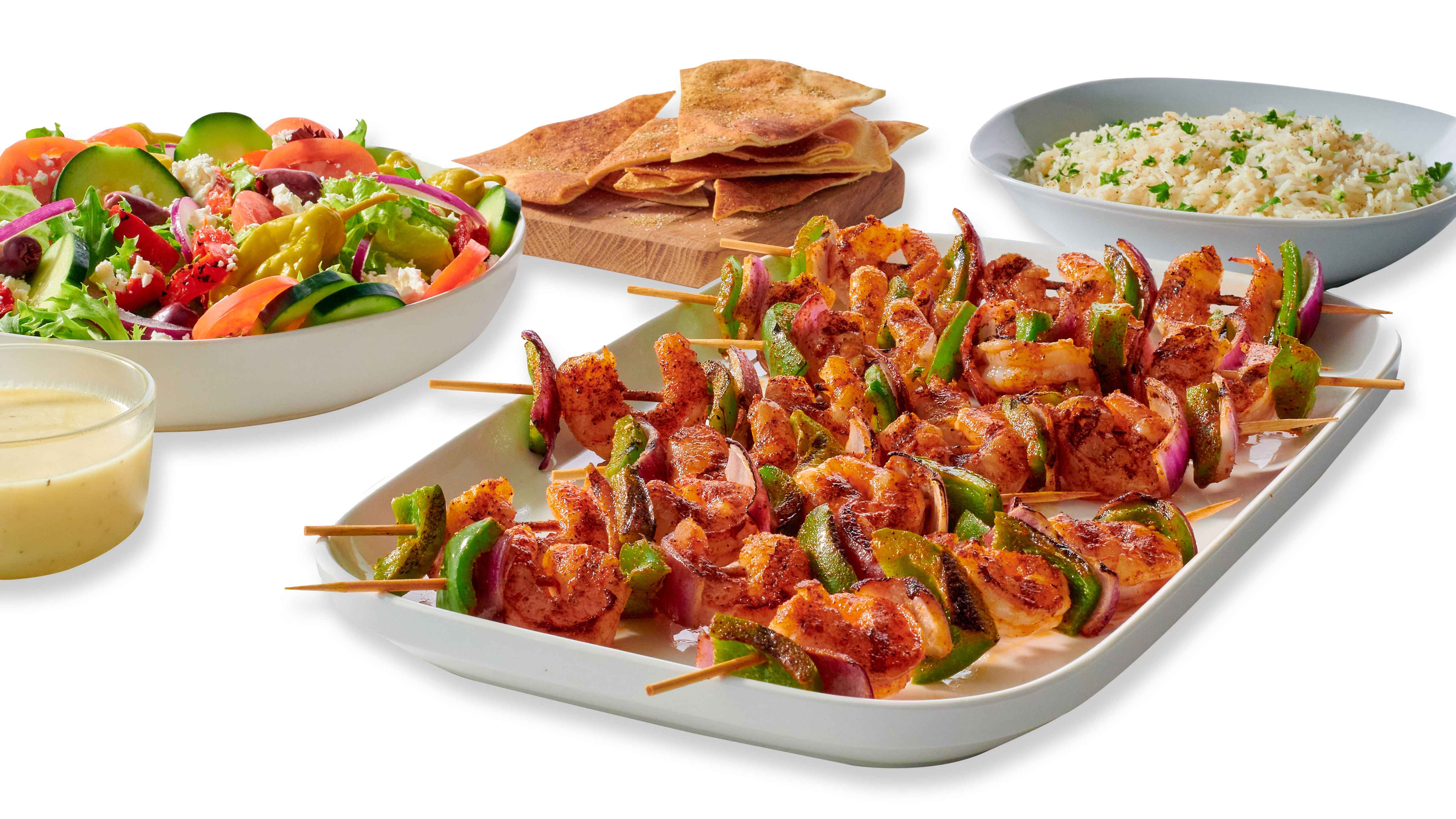 Order Shrimp Kebobs for 6 food online from Taziki Cafe store, Tuscaloosa on bringmethat.com