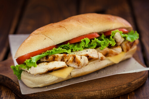 Order 8" Grilled Chicken Sub food online from Mega Pizza store, Raleigh on bringmethat.com