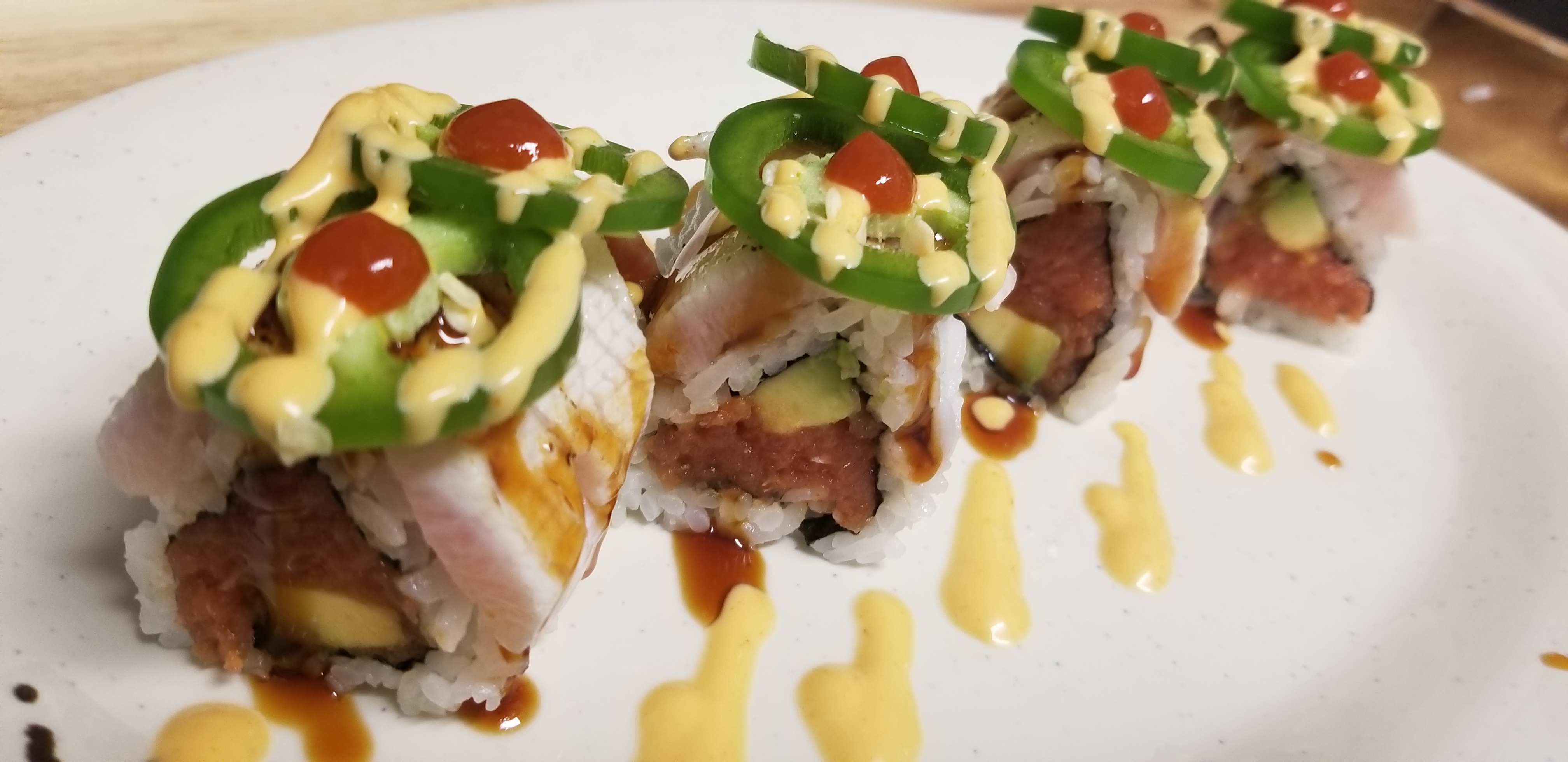 Order Torch Yellowtail Roll food online from Cu Sushi store, Salinas on bringmethat.com