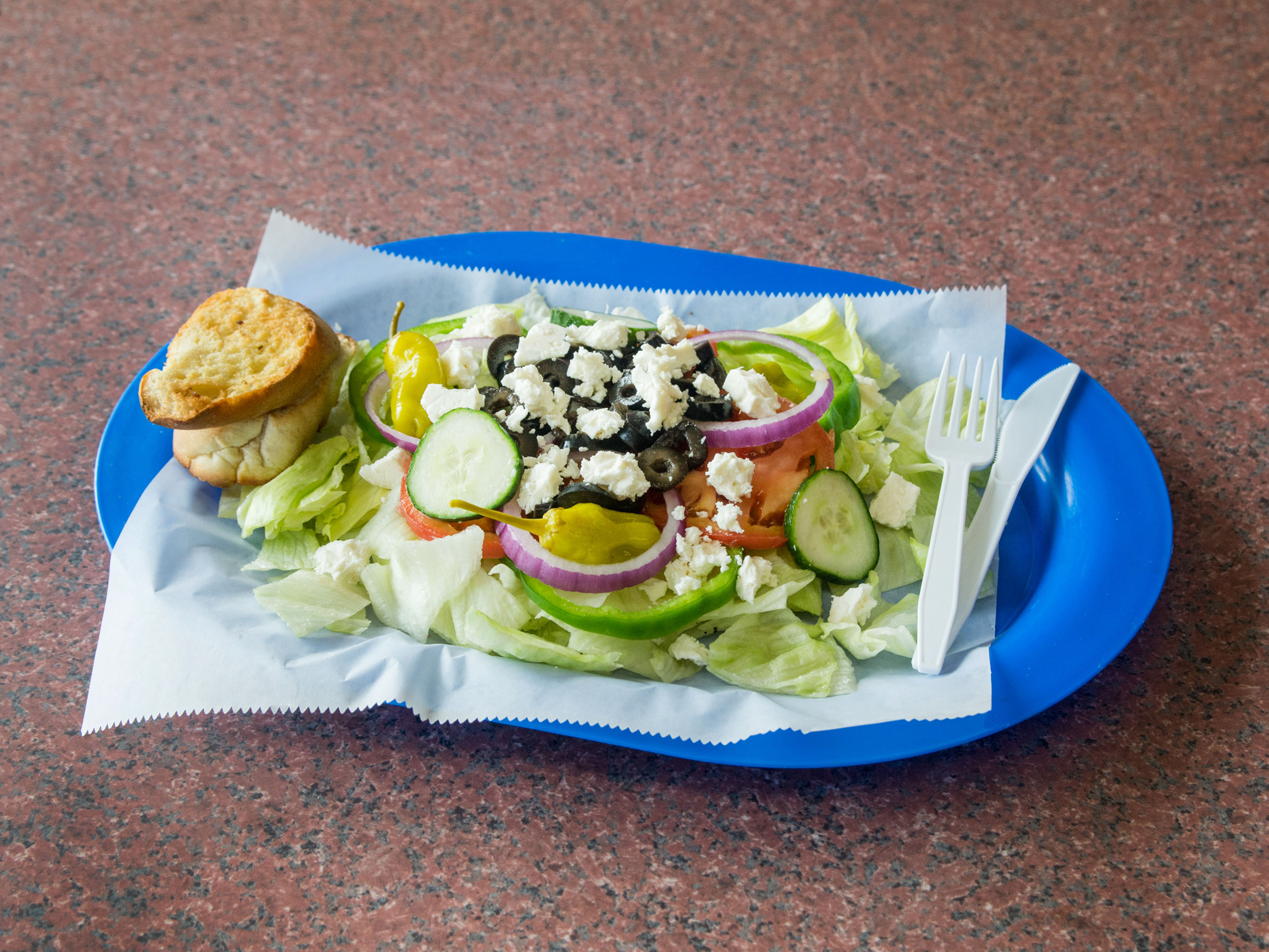 Order Greek Salad food online from Ny Fried Chicken Pizza & Subs store, Essex on bringmethat.com