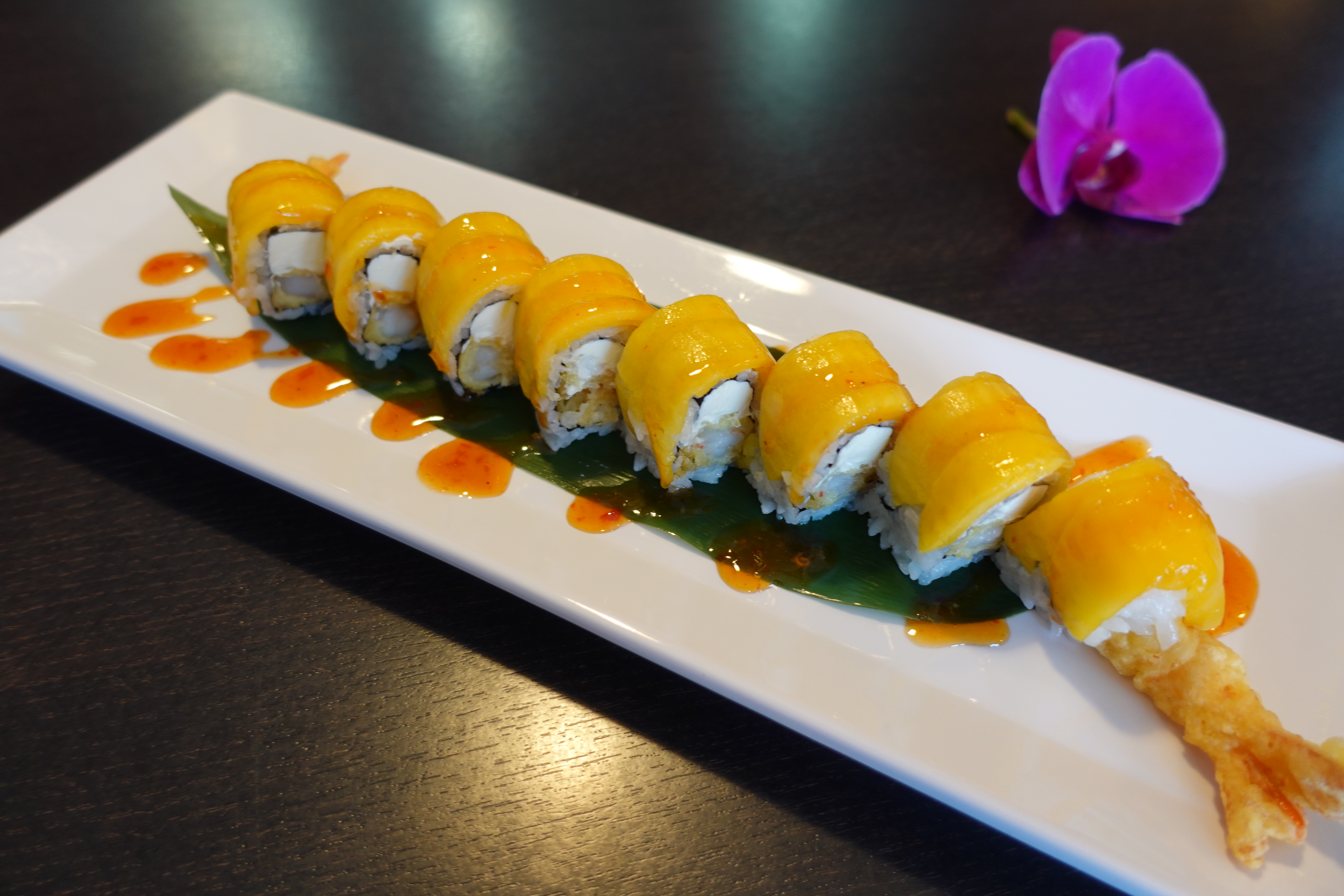 Order Mango Lover Roll food online from Sake Roll Sushi Bar store, Glendora on bringmethat.com