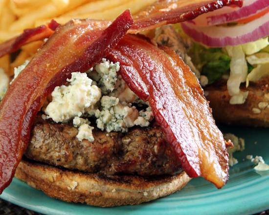 Order Blue Cheese & Bacon Burger food online from Barnaby Cafe store, Houston on bringmethat.com