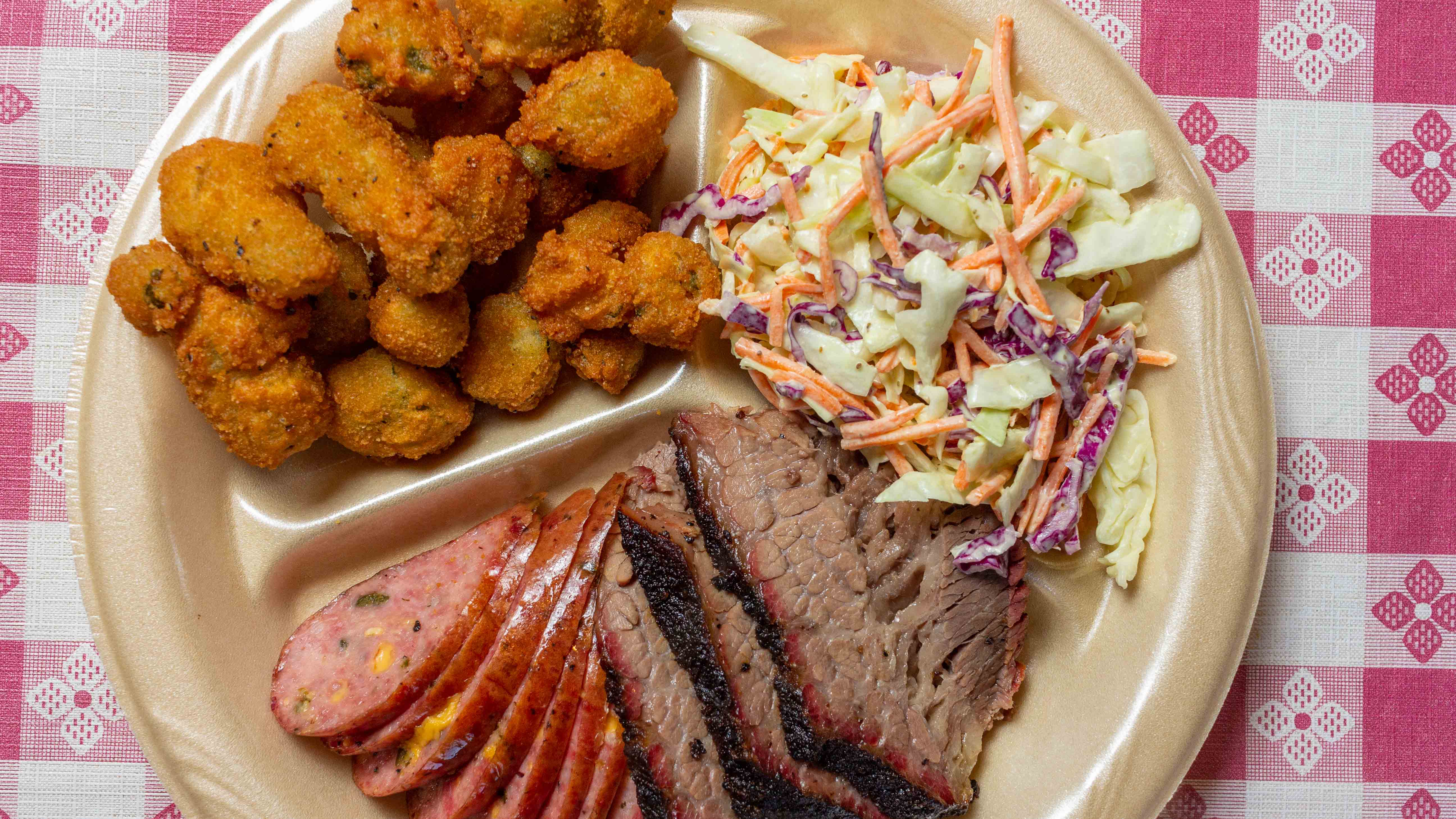 Order 2 Meat Plate food online from C&J Barbeque store, College Station on bringmethat.com