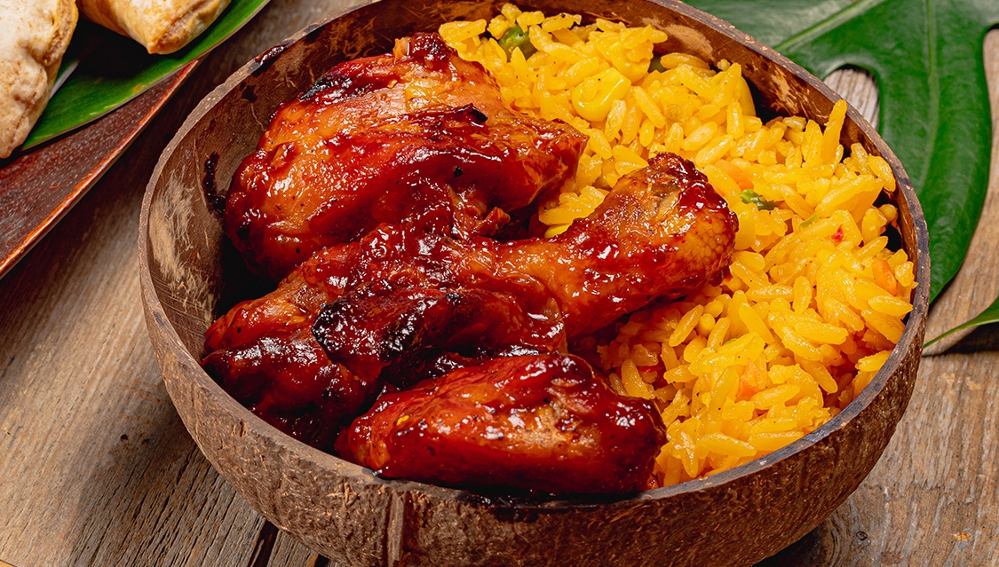 Order BBQ Chicken food online from Golden Krust Caribbean Restaurant store, Mattapan on bringmethat.com