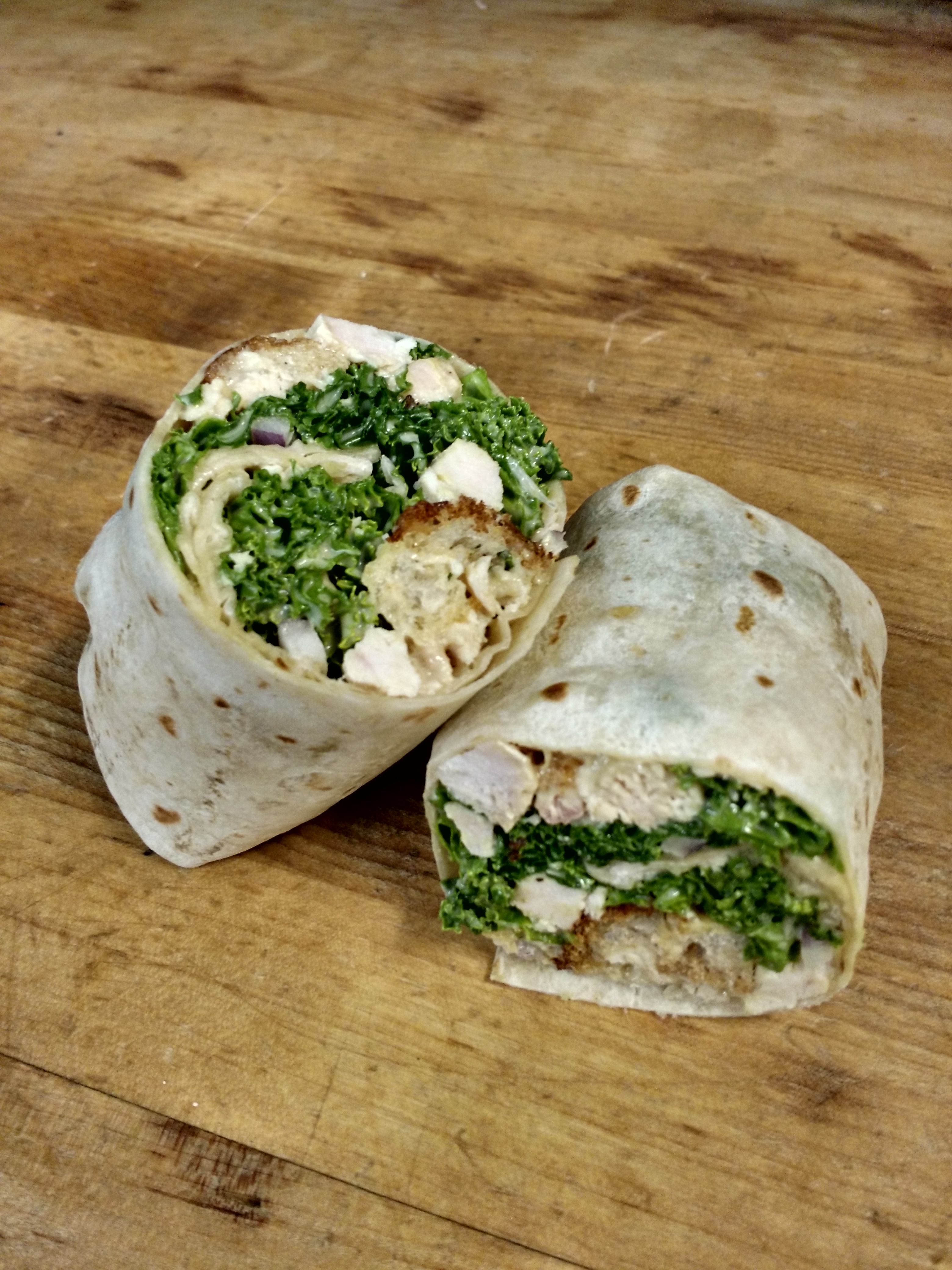 Order Kale Chicken Caesar Wrap food online from My Belly's Playlist store, New York on bringmethat.com