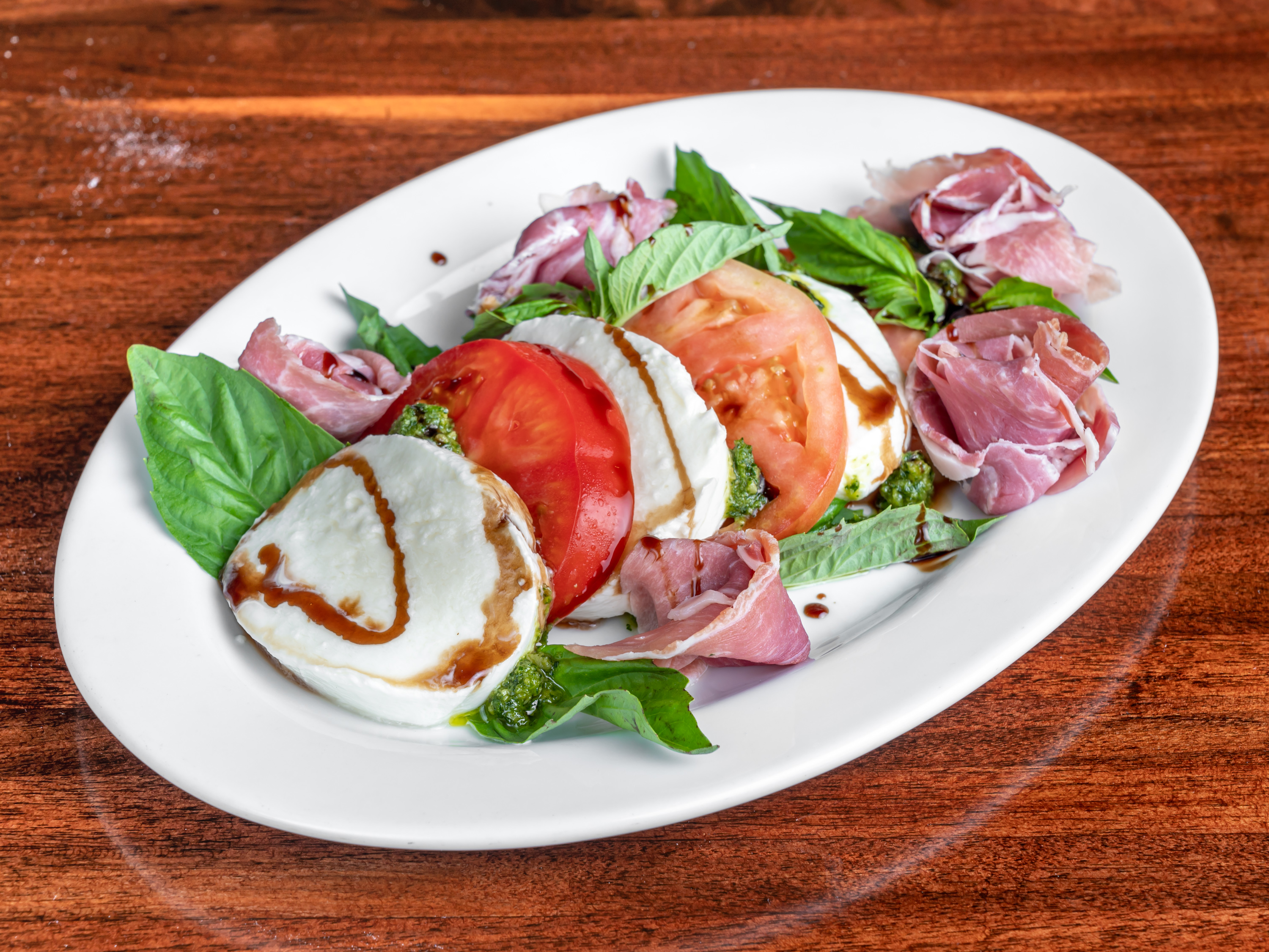 Order Caprese Salad with Sliced Prosciutto food online from Berries in the Grove store, Miami on bringmethat.com