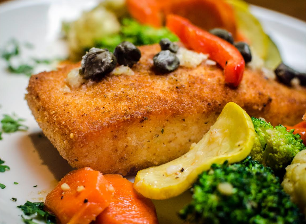 Order Jack's Herb Crusted Salmon with Veggies food online from Othello Italian Restaurant store, Norman on bringmethat.com