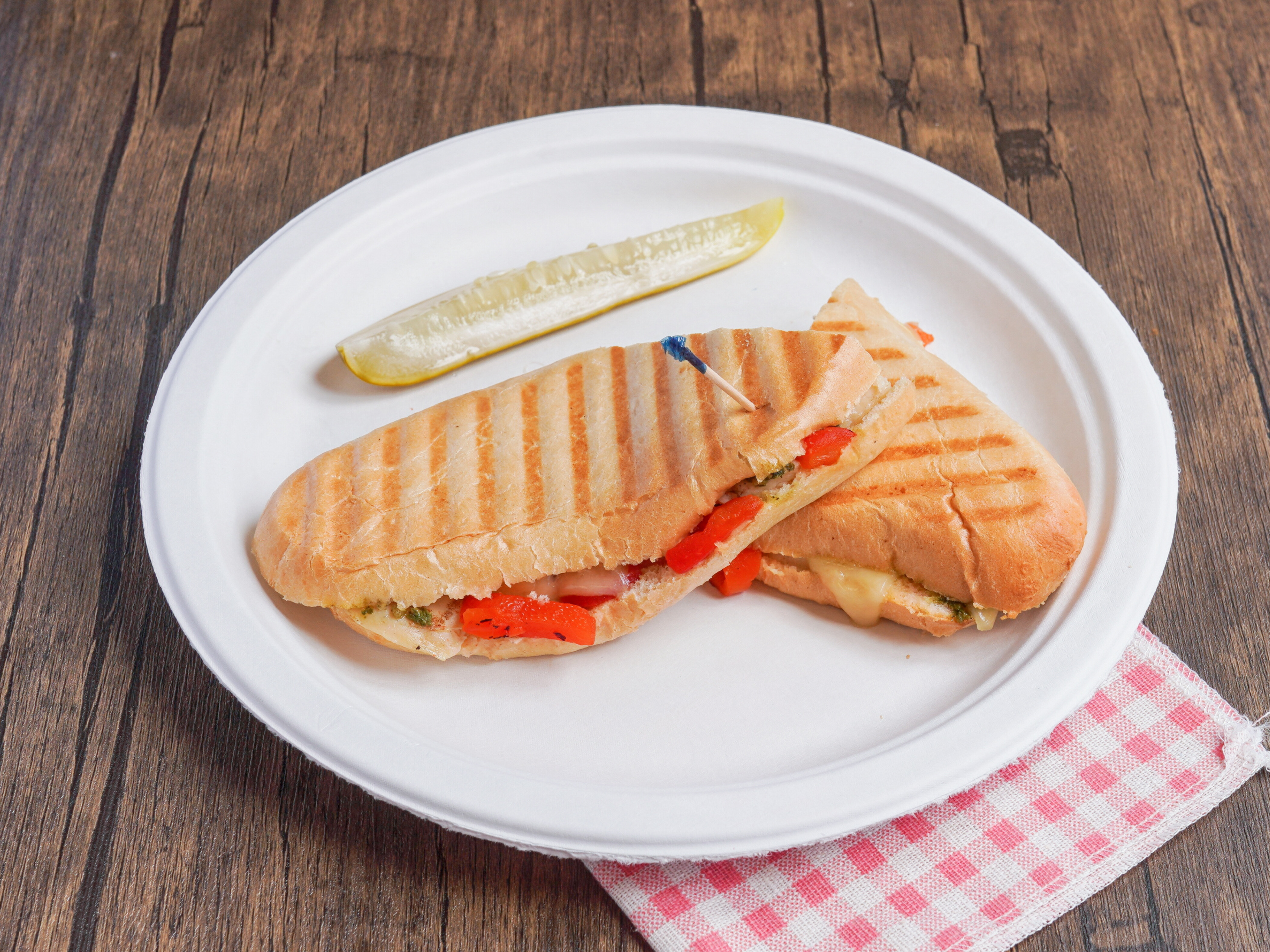 Order Chicken Pesto Panini food online from The Great American Bagel store, Orland Park on bringmethat.com