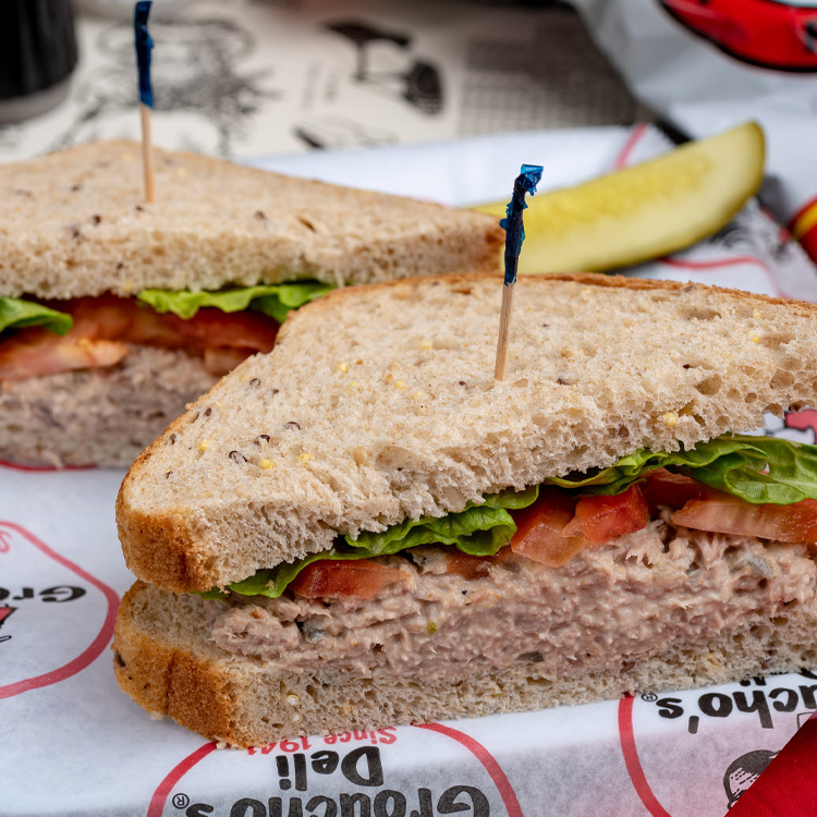 Order *Tuna Sandwich food online from Groucho's Deli store, Spartanburg on bringmethat.com