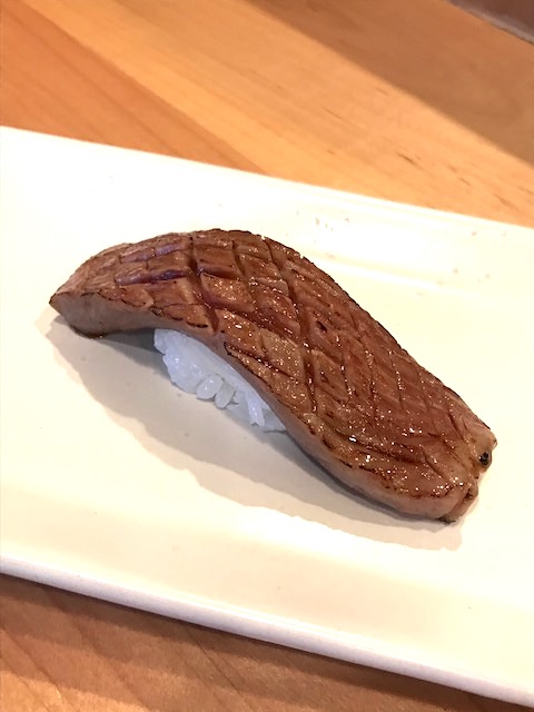 Order Japanese A5 (Wagyu) Beef Sushi (1pc) food online from Moto Azabu Sushi Bar & Grill store, Marina Del Rey on bringmethat.com