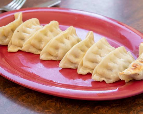 Order Chicken Pot stickers 鸡肉煎饺 food online from V Wang Cafe store, Albuquerque on bringmethat.com