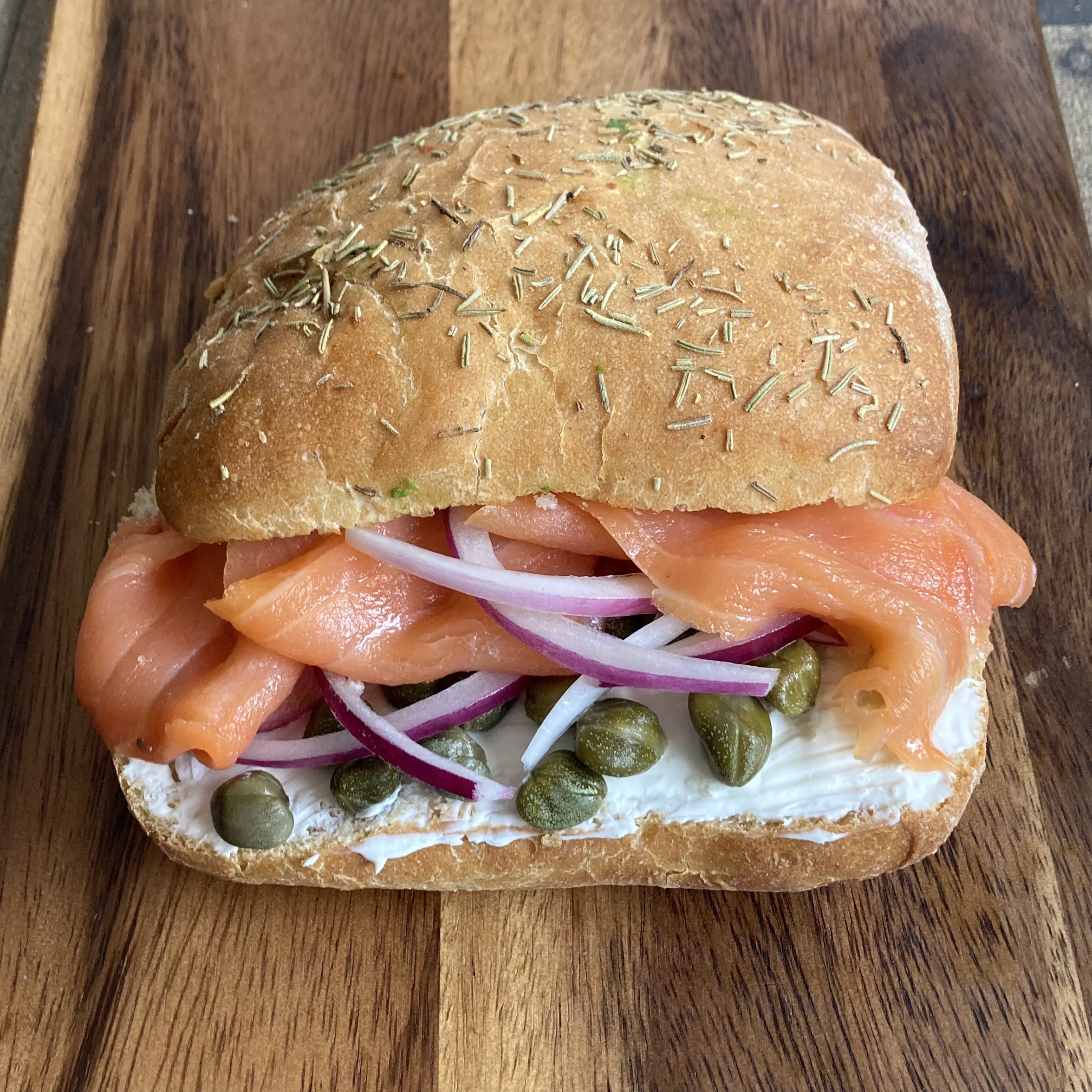 Order Smoked Salmon Sandwich food online from B Cup store, New York on bringmethat.com