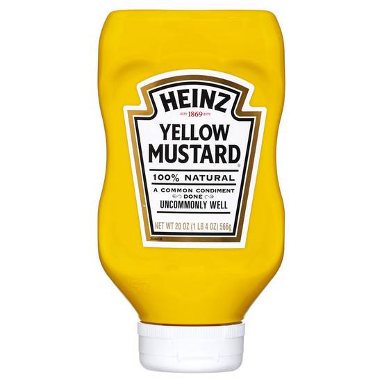 Order Heinz 100% Natural Yellow Mustard 20oz food online from Everyday Needs by Gopuff store, San Leandro on bringmethat.com